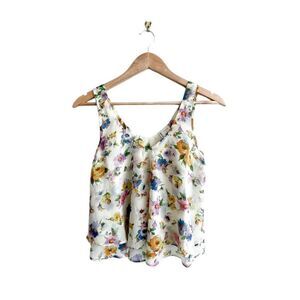 Passport Floral Tank Self-Lined V-Neck Women's S Polyester